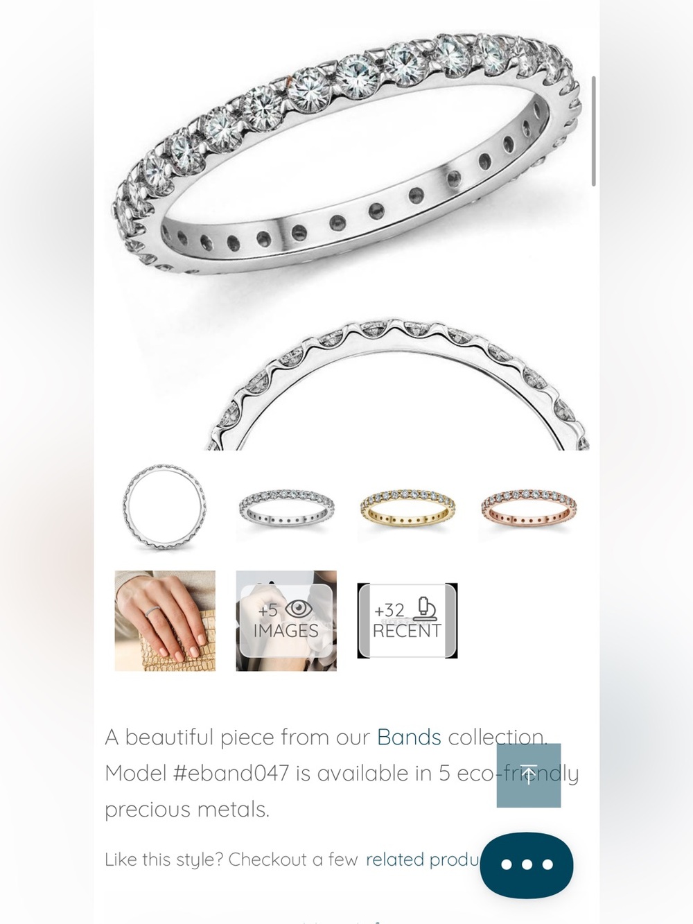 Delicate 14K White Gold Eternity Band with Pavé stones. Size 5.75. Never Worn.